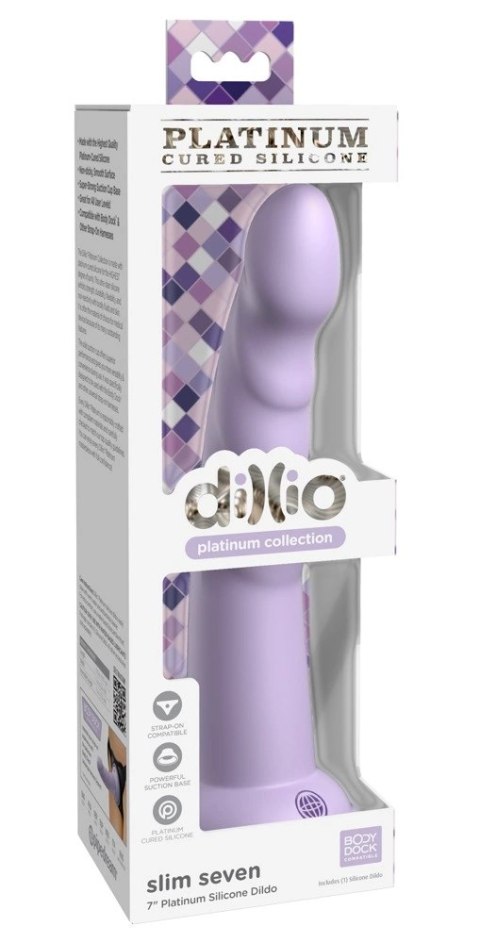 Dillio Platinum Slim Seven 19,7 cm fioletowy - model z rowkami i mocną bazą Dillio Platinum Slim Seven 19,7 cm fioletowy - model z rowkami i mocną bazą
