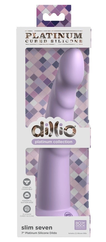 Dillio Platinum Slim Seven 19,7 cm fioletowy - model z rowkami i mocną bazą Dillio Platinum Slim Seven 19,7 cm fioletowy - model z rowkami i mocną bazą
