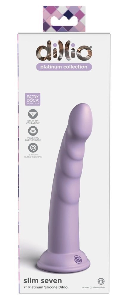 Dillio Platinum Slim Seven 19,7 cm fioletowy - model z rowkami i mocną bazą Dillio Platinum Slim Seven 19,7 cm fioletowy - model z rowkami i mocną bazą