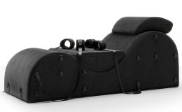 Liberator Black Label Esse - leżanka ergonomiczna z kajdankami i maską, czarna