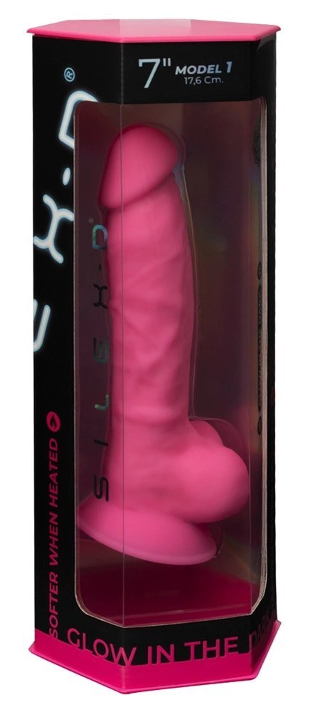 SilexD Model 7 Glow in the Dark silikonowy, świecący rożowy 17,6 cm SilexD Model 7 Glow in the Dark silikonowy, świecący rożowy 17,6 cm