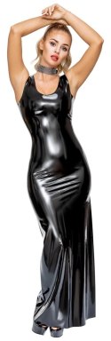 LateX Długa Sukienka Taliowana Czarna Maxi 0,35mm S