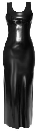 LateX Długa Sukienka Taliowana Czarna Maxi 0,35mm S