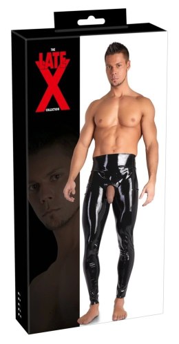 LateX Legginsy lateksowe męskie z wycięciem czarne rozmiar L