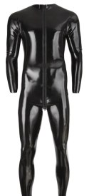 LateX Męski Kombinezon Lateksowy XL Czarny z 3-kierunkowym zamkiem