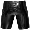 LateX Spodenki Lateksowe Czarny Zamek Błyskawiczny S
