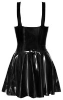 LateX Sukienka Czarna Lateksowa Mini z Falbaną na Ramiączkach S