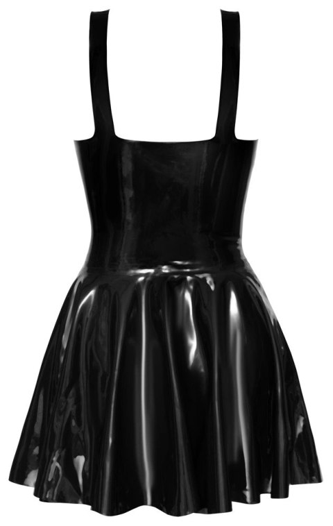 LateX Sukienka Czarna Lateksowa Mini z Falbaną na Ramiączkach S LateX Sukienka Czarna Lateksowa Mini z Falbaną na Ramiączkach S