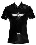 Black Level Polo XL Czarna Koszulka Patentowa z Połyskiem Męska
