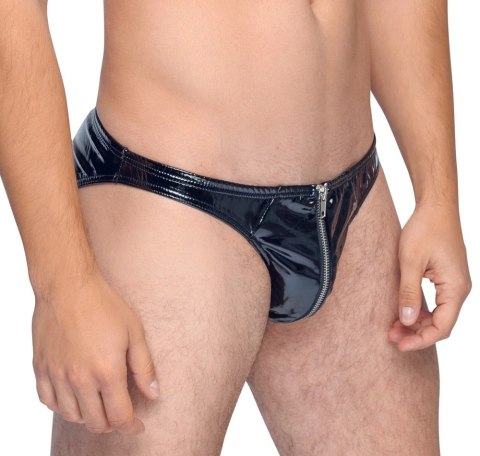Black Level Slipy męskie XL czarny winylowy połysk z zamkiem Black Level Slipy męskie XL czarny winylowy połysk z zamkiem