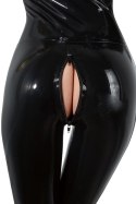 LateX Kombinezon Lateksowy Czarny L z Dwoma Zamkami i Kołnierzem