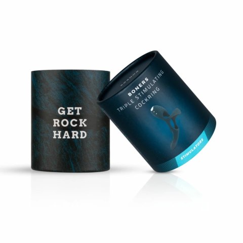 Boners Triple Ring Blue - Anatomiczny Pierścień Wibrujący 3w1, silikonowy Boners Triple Ring Blue - Anatomiczny Pierścień Wibrujący 3w1, silikonowy