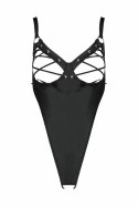 Passion Celine Body czarny, imitacja skory, regulowane paski