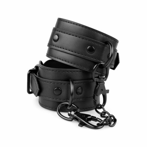 Rimba Black Cuffs - Regulowane mankiety z ekoskory, czarne Rimba Black Cuffs - Regulowane mankiety z ekoskory, czarne