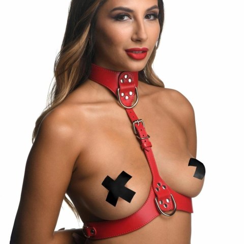 Sportsheets Harness na klatkę piersiową Red, regulowany, wegańska skora Sportsheets Harness na klatkę piersiową Red, regulowany, wegańska skora