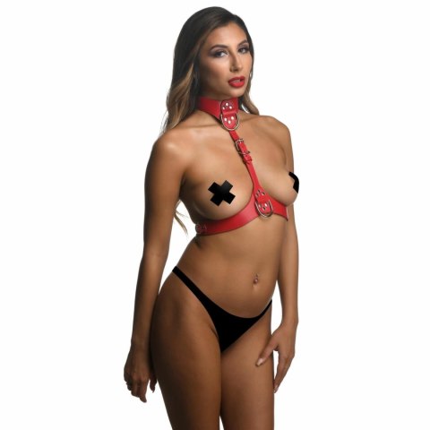 Sportsheets Harness na klatkę piersiową Red, regulowany, wegańska skora Sportsheets Harness na klatkę piersiową Red, regulowany, wegańska skora
