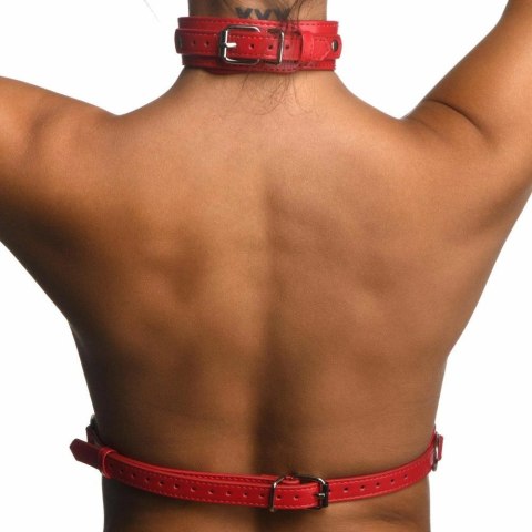 Sportsheets Harness na klatkę piersiową Red, regulowany, wegańska skora Sportsheets Harness na klatkę piersiową Red, regulowany, wegańska skora