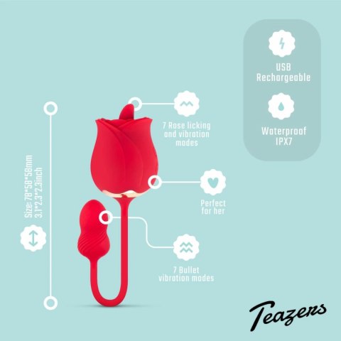 Teazers Rose - Dwustronny stymulator w kształcie róży Teazers Rose - Dwustronny stymulator w kształcie róży