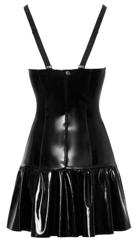 Black Level Sukienka Vinylowa Czarna XL z Szeroką Falbaną Glamour Black Level Sukienka Vinylowa Czarna XL z Szeroką Falbaną Glamour