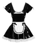 Black Level Sukienka Vinylowa Pokojowki 2XL z Koronką i Fartuszkiem