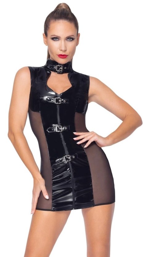 Black Level Sukienka Winylowa Czarna z Siateczką XL Black Level Sukienka Winylowa Czarna z Siateczką XL
