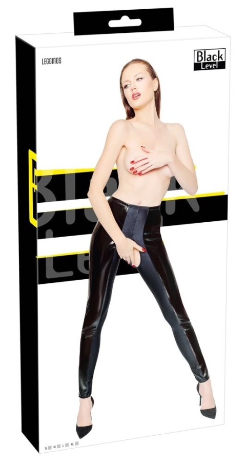 Black Level Vinyl Legginsy Bez Kroku Czarne XL Połysk Materiał PVC
