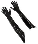 Black Level Vinylowe Rękawiczki Długie Czarny Połysk S