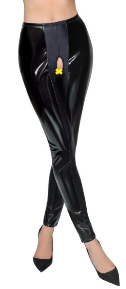 Black Level Winylowe Legginsy Bez Szwu Otwarte Czarne M