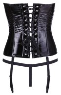Black Level Gorset winylowy sznurowany tył + stringi czarne S