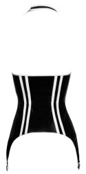 Black Level Koszulka Czarna XL z Paskami do Pończoch, Zamek Przod