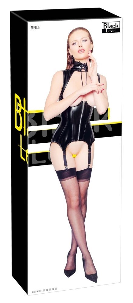 Black Level Koszulka Vinyl XL z paskami do pończoch czarna Black Level Koszulka Vinyl XL z paskami do pończoch czarna