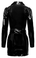 Black Level Płaszcz Vinylowy Czarny Mini L Długi Rękaw Klapy