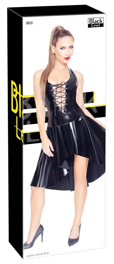 Black Level Sukienka Vinyl Wiązana Dekolt V Czarna Rozkloszowana M Black Level Sukienka Vinyl Wiązana Dekolt V Czarna Rozkloszowana M
