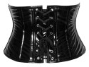 Black Level gorset lakierowany z zamkiem, model bez biustu, rozmiar M