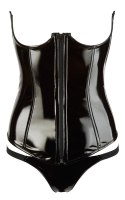 Black Level Gorset Winylowy Bez Miseczek + Stringi Czarny L
