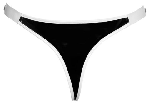 Black Level Stringi Vinylowe Czarno-Białe M Regulowane Klamry Black Level Stringi Vinylowe Czarno-Białe M Regulowane Klamry