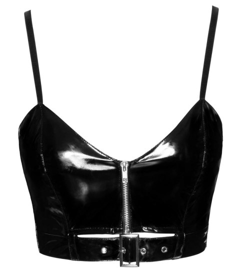 Black Level Top Vinylowy Czarny z Zamkiem S Regulowane Ramiączka Black Level Top Vinylowy Czarny z Zamkiem S Regulowane Ramiączka