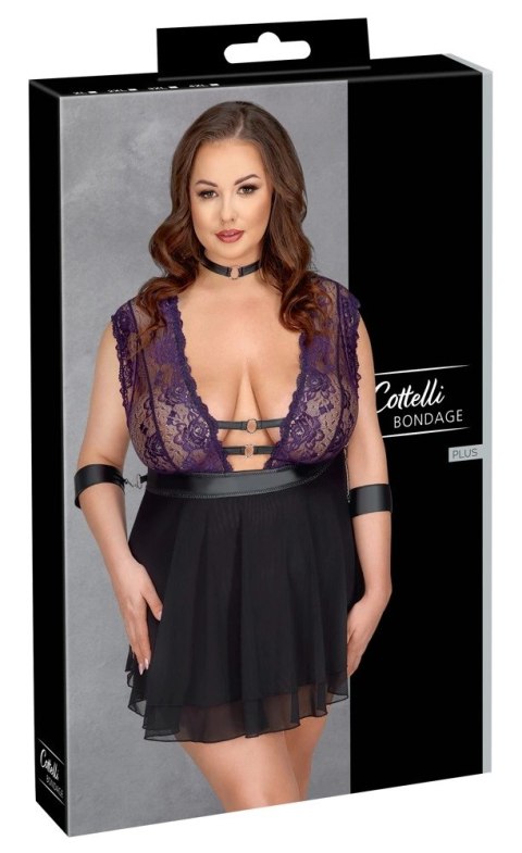 Cottelli Bondage Babydoll Fioletowa Koronka Zestaw 4XL Cottelli Bondage Babydoll Fioletowa Koronka Zestaw 4XL