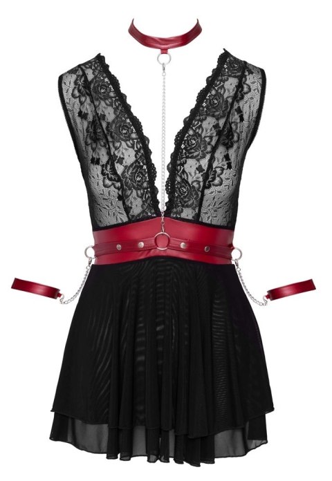 Cottelli Bondage Babydoll L czarna z czerwoną obrożą i mankietami Cottelli Bondage Babydoll L czarna z czerwoną obrożą i mankietami