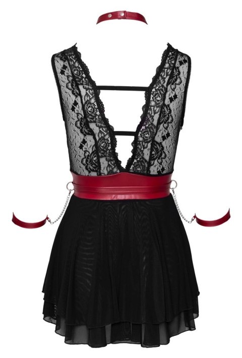 Cottelli Bondage Babydoll L czarna z czerwoną obrożą i mankietami Cottelli Bondage Babydoll L czarna z czerwoną obrożą i mankietami