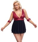 Cottelli Bondage Plus Babydoll z mankietami XL czerwono-czarna