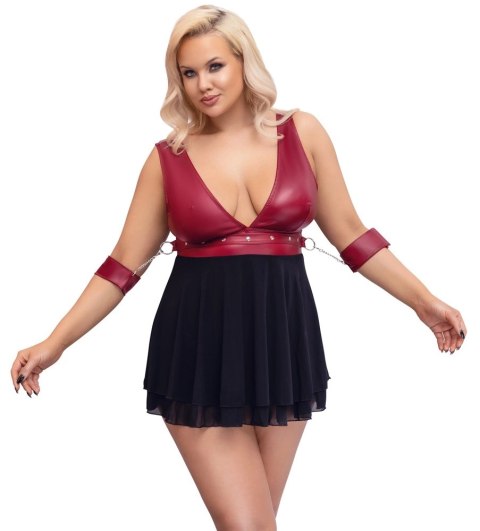 Cottelli Bondage Plus Babydoll z mankietami XL czerwono-czarna Cottelli Bondage Plus Babydoll z mankietami XL czerwono-czarna