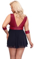Cottelli Bondage Plus Babydoll z mankietami XL czerwono-czarna