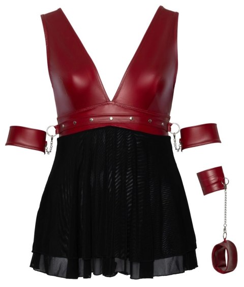 Cottelli Bondage Plus Babydoll z mankietami XL czerwono-czarna Cottelli Bondage Plus Babydoll z mankietami XL czerwono-czarna