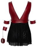 Cottelli Bondage Plus Babydoll z mankietami XL czerwono-czarna