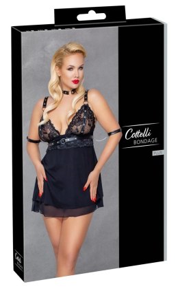 Cottelli Bondage Sukienka z Koronką XL + Obroża i Mankiety Komplet