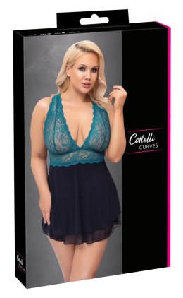 Cottelli CURVES Babydoll koronkowa gora siateczkowa spodnica 3XL benzyna/czarny
