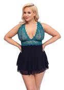Cottelli CURVES Babydoll koronkowa gora siateczkowa spodnica 3XL benzyna/czarny