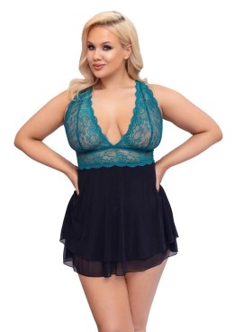 Cottelli CURVES Babydoll koronkowa gora siateczkowa spodnica 3XL benzyna/czarny