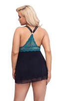 Cottelli CURVES Babydoll koronkowa gora siateczkowa spodnica 3XL benzyna/czarny